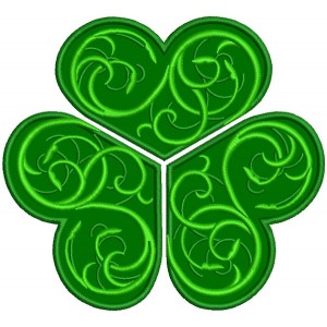 Ornate Vines Shemrock St. Patrick's Day Applique Machine Embroidery Design Digitized Pattern